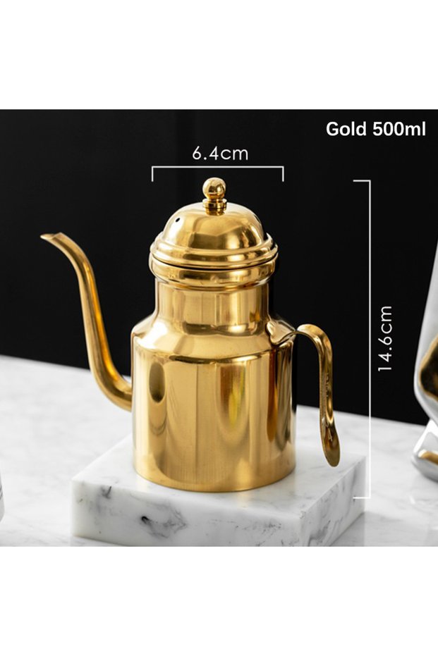 Gold 500ml 310/500MLStainless Steel Olive Oil Bottle Long Spout Grease Container Vinegar Dispenser S