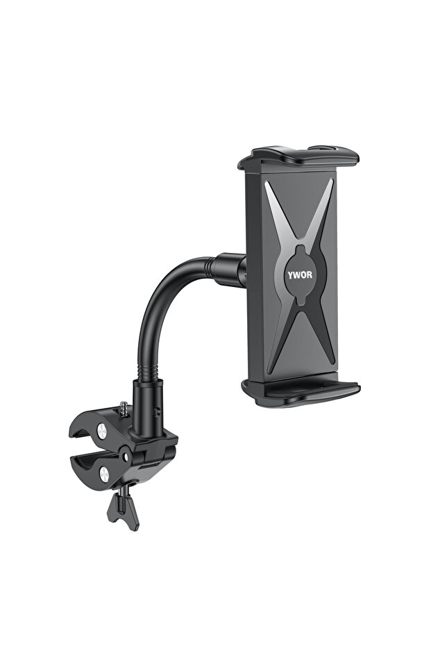 black YWOR Adjustable Gooseneck Tablet Mount for Indoor Cycling, Treadmill, & Elliptical - Compatibl