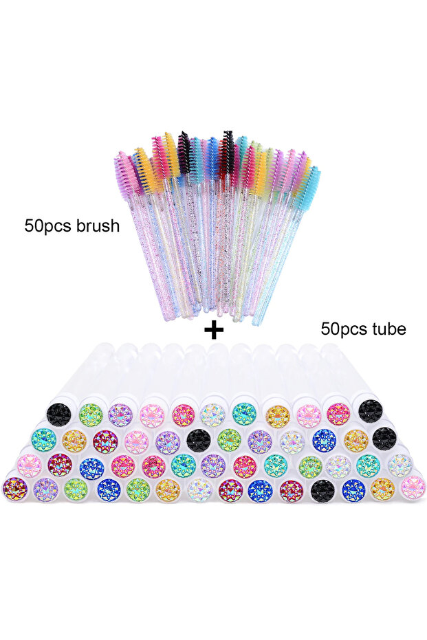 50pc tube 50pc brush 50Pcs Eyelash Brush Tubes With Crystal Lash Mascara Wands Eyebrow Comb Spoolies