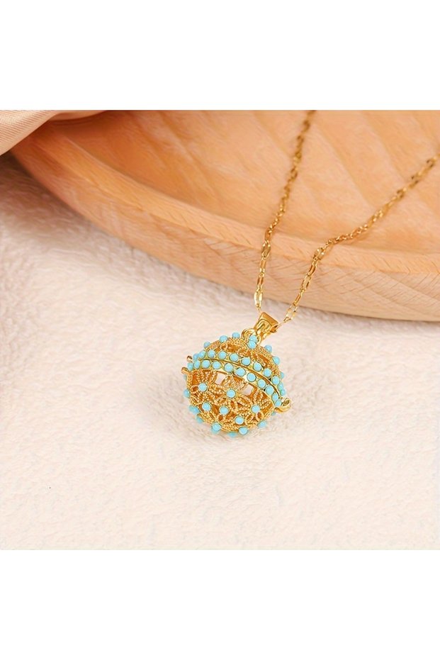 YC5042-1 Luxurious Exquisite Oil Painting Flower Aromatherapy Pendant Necklace for Women Palace Styl