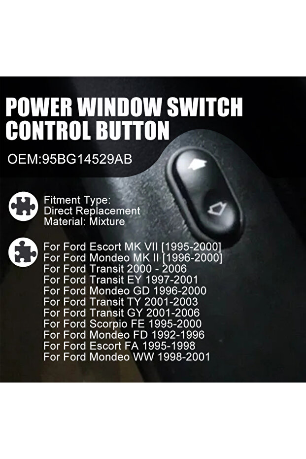 NEW Green Light Power Passenger Window Switch Control Button For Ford VII Mondeo II Transit Sc...