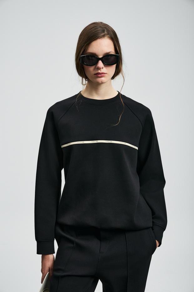 Angelına Women's Knitted Sweatshirt Black