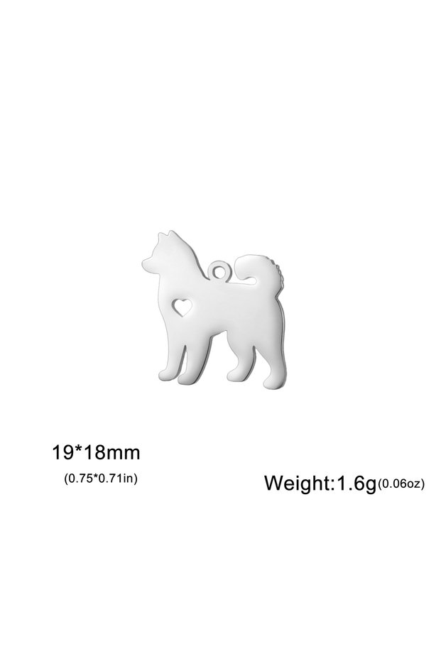 D steel color 5 Pieces/Batch Cute Sausage Dog Wolf Pendant Stainless Steel DIY Earrings Bracelet Jew