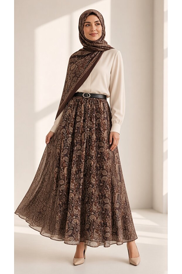 Chiffon lined belted
