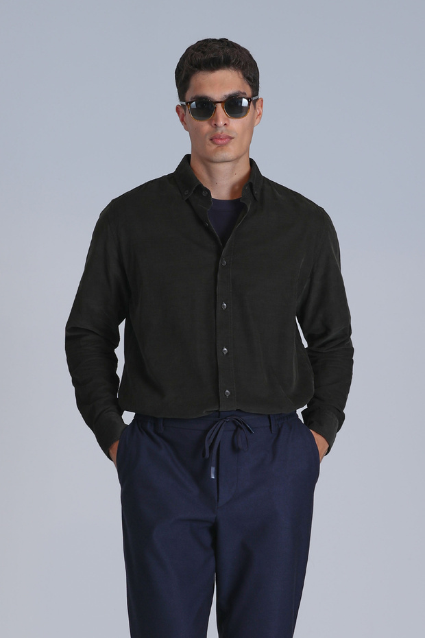Water Men's Basic Shirt Slim Fit Green