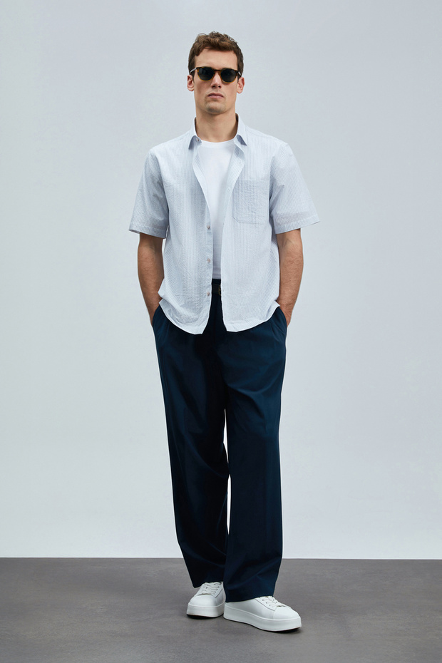 Kamer Men's Basic Shirt Regular Fit Navy Blue