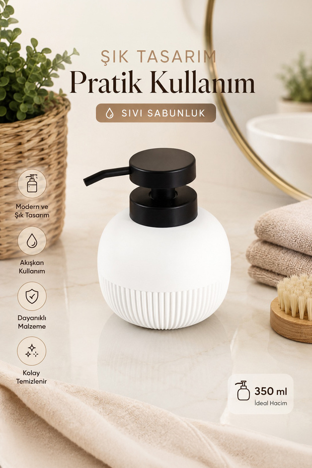3119 Bathroom and Kitchen Liquid Soap Dispenser 450 ml White