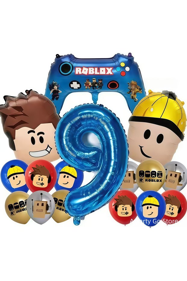balloon-16pcs-9 Roblox Balloons Roblox Themed Boy Balloons Cartoon Double-sided Shaped Birthday Part