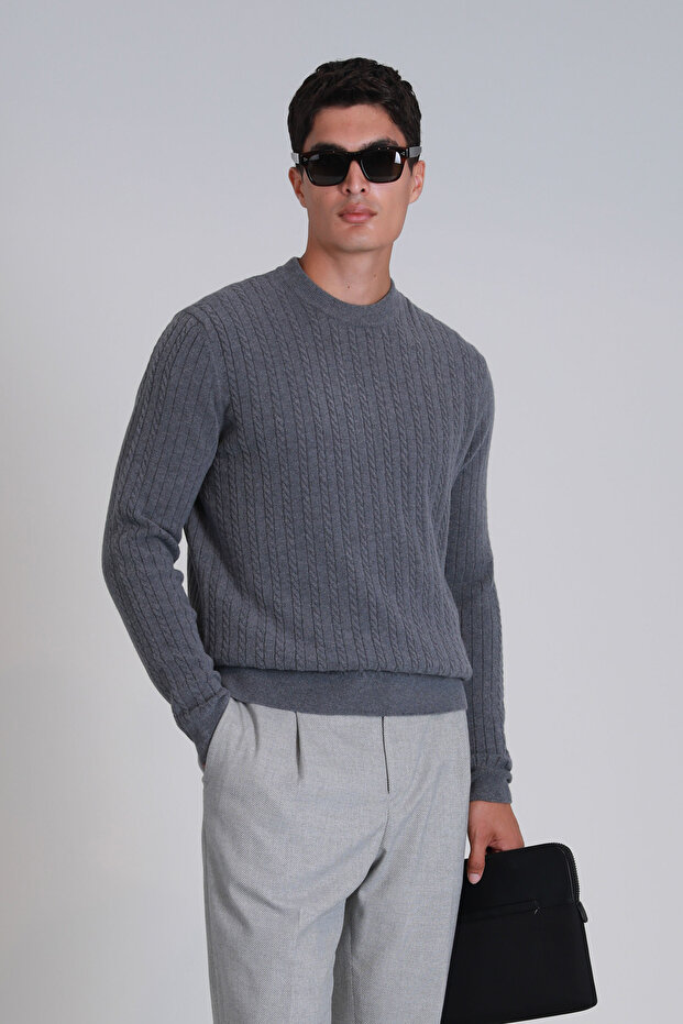 Men's Gray Sweater - Rıght Model