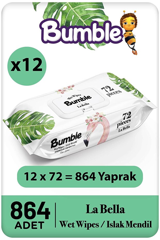 La Bella Wet Wipes 72 Sheets 12 Pack