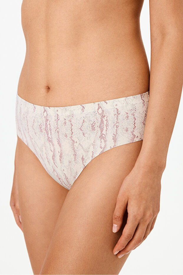 Traceless Ceramic Beige Fit Snake Pattern Hipster Panties