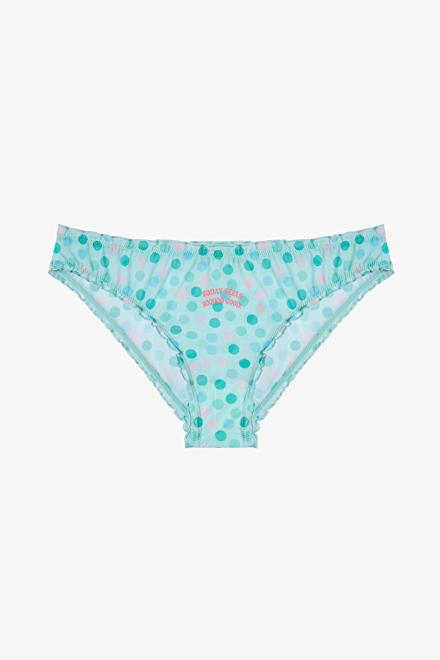 Mint Blue Happy Polka Dot Patterned Slip Panties