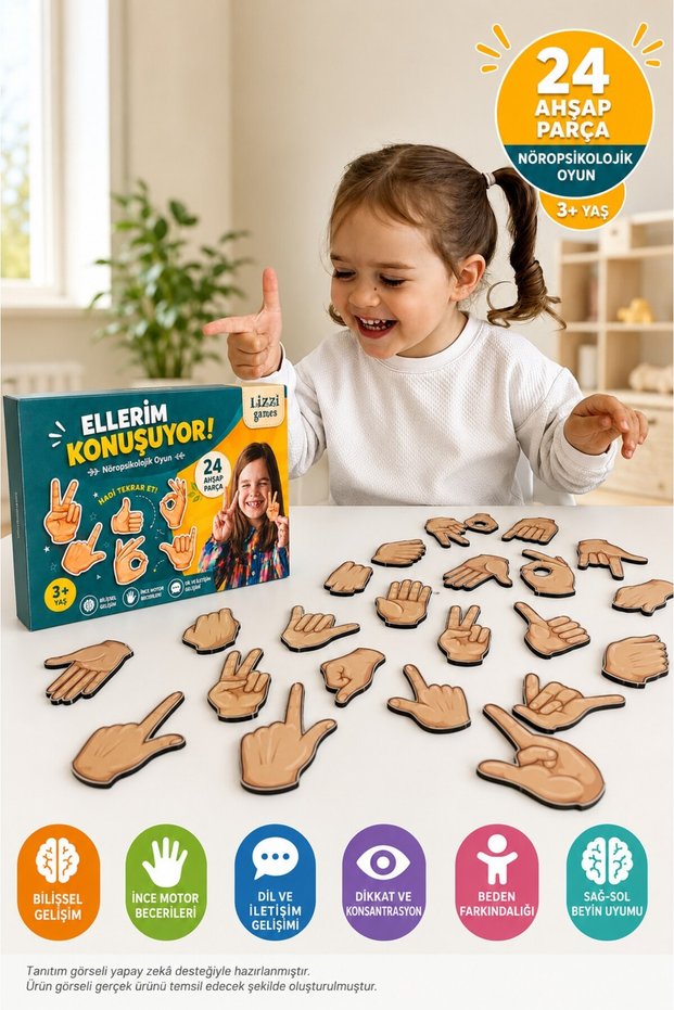 Wooden Educational My Hands Are Talking Neuropsychological Attention Coordination Game 24 Pieces