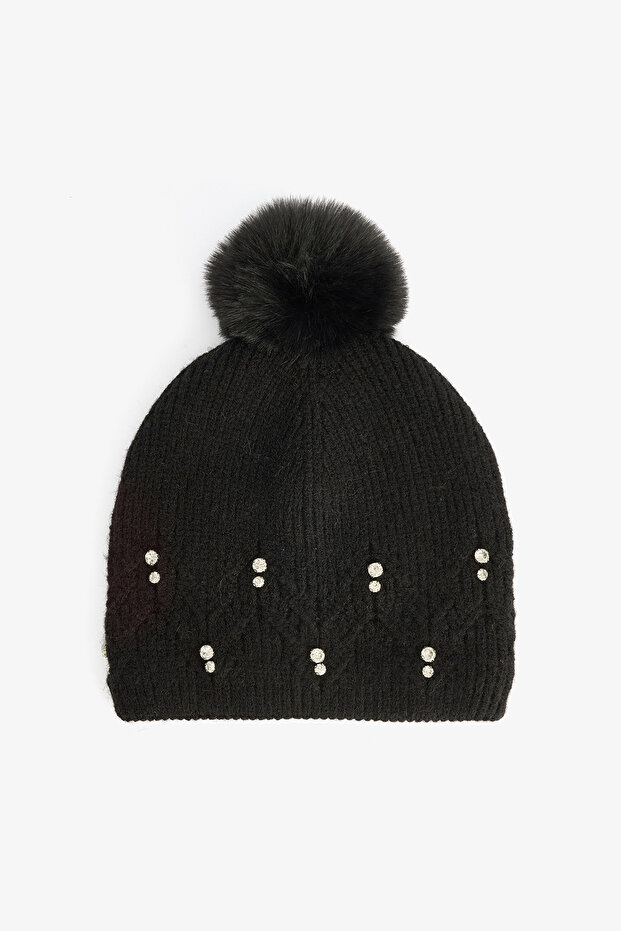 Black Emma Pompon Beret