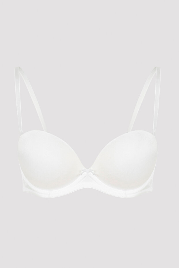 Low-cut Wow Strapless Push Up Padded Underwire White Bra