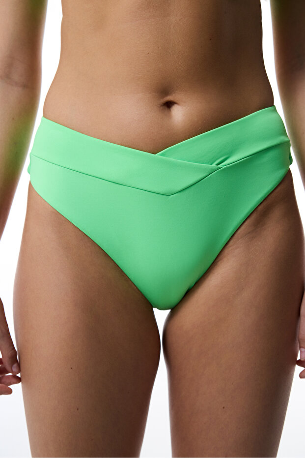 Green V Cut Slip Bikini Bottom