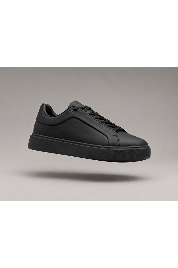 Men's Black Leather Casual Sneakers Sports Shoes