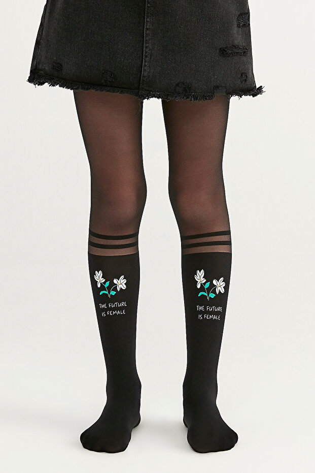Black Girls Patterned Pantyhose