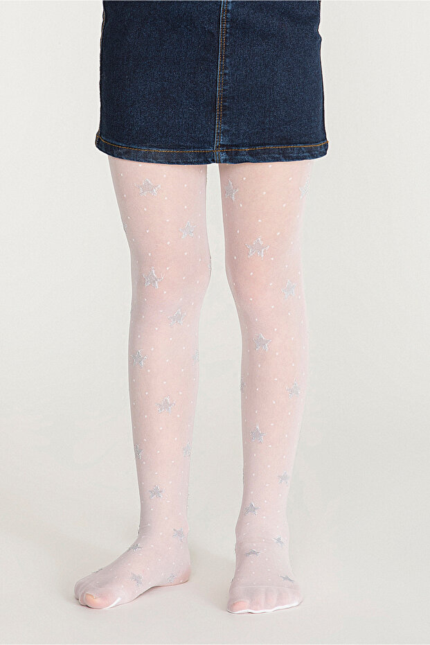 Girl's White Pretty Starpoint Pantyhose