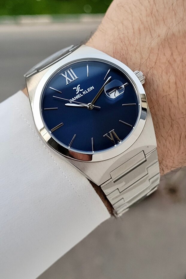 Dial in Navy Blue, Strap in Gray Color Same as Pictured 41.5 mm Men's Wristwatch