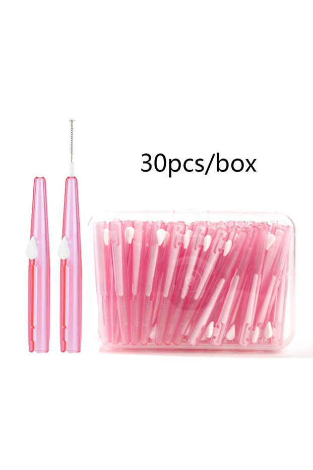 pink(0.6mm) 30Pcs/Box Toothpick Dental Interdental Brush 0.6mm-1.5mm Cleaning Between Teeth Oral Car