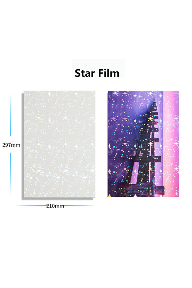 20 pcs Star 20 Sheets A4 Holographic Cold Laminating Film Clear Self-Adhesive Vinyl Sticker 8.3x11.7