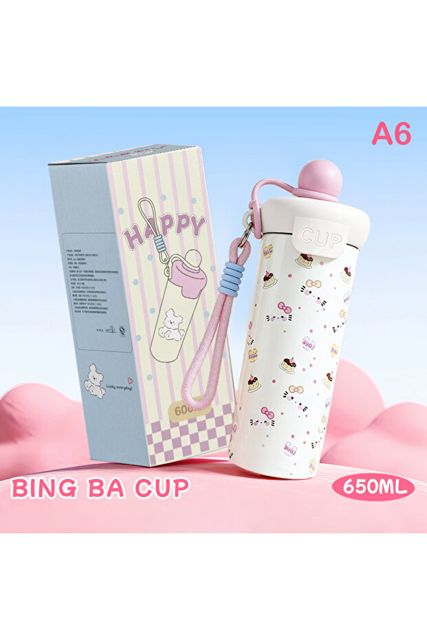 A6 Portable 316 Stainless Steel Cartoon Vacuum Cup High-Capacity With Lifting Rope Cup Bottle Insula
