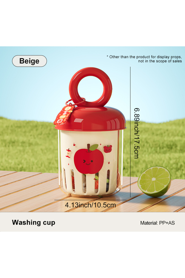 beige UFORU Dopamine Fruit Cup - Outdoor Portable Leak-Proof Yogurt Cup with Fork Double-Layer Food-