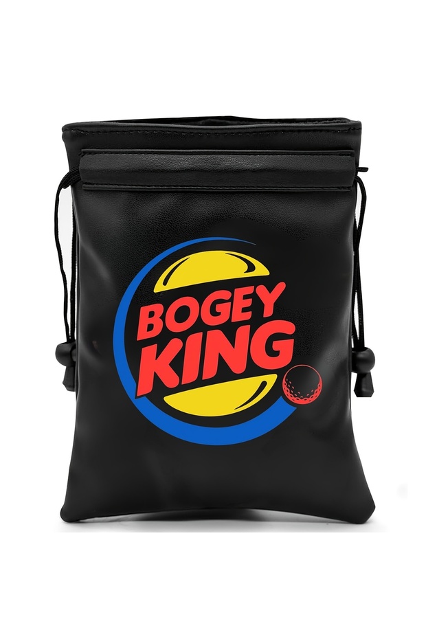 MULTI Bogey King Golf Valuables Pouch, PU Leather Golf Tee Pouch with Drawstring Closure , Golf Acc