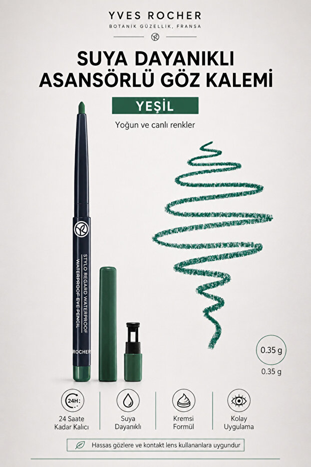 0.35 g Waterproof Eyeliner 24 Hour Long-Lasting Formula Green