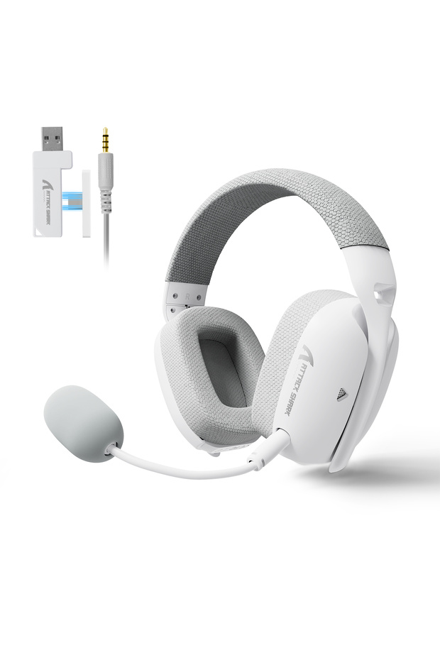 L80PRO White Attack Shark L80PRO Tri-Mode Wireless Gaming Headset Lightweight Design Foldable Dual M