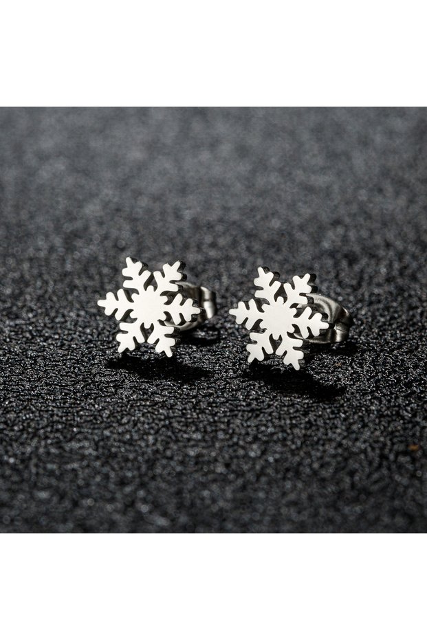 GED142S 1 Pair Trendy Earings Jewelry Small Stainless Steel Snowflake Stud Earrings for Women Christ
