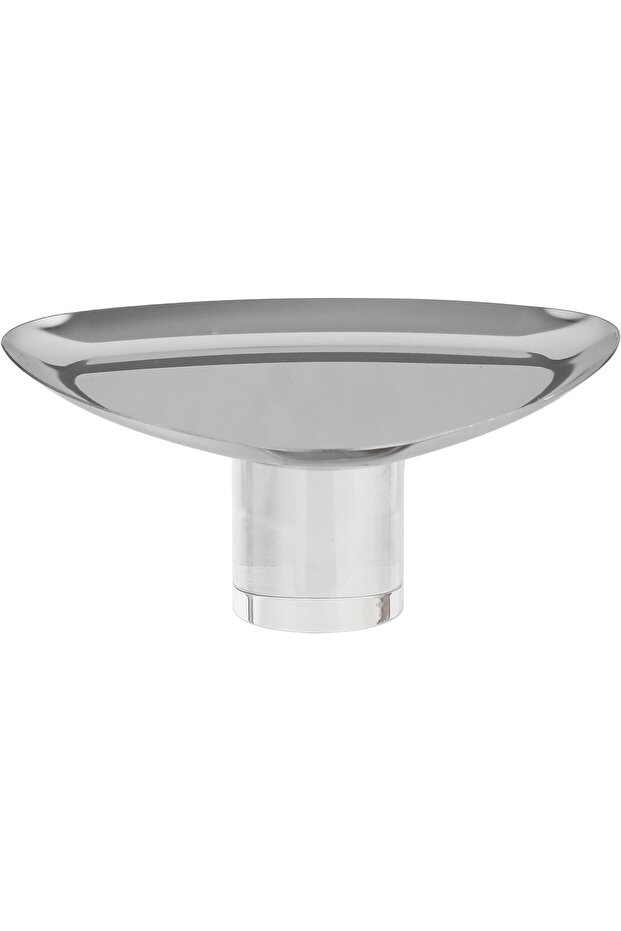 Al Saif Gallery Stainless Steel Serving Stand, 16x16x7 cm, Acrylic Base, Triangular Shape - Silver