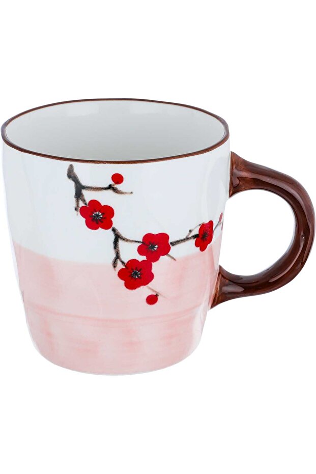 White porcelain mug with plum blossom pattern