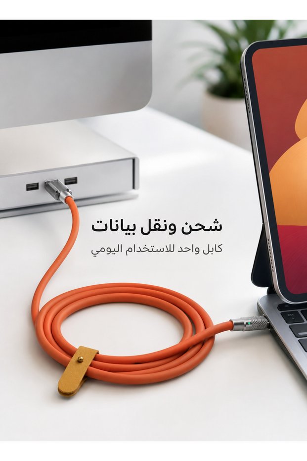 كابل شحن سريع USB Type C بقوة 120 واط و6 أمبير، سلك سيليكون بطول 5 أقدام لنقل البيانات لأجهزة آيفون وماك بوك وآيباد