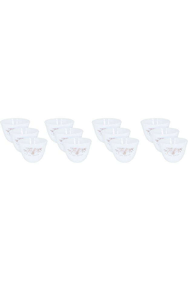ArcopalAl Saif Gallery Arabic Coffee Cups, Golden Bamboo Pattern, 12 Pieces - White