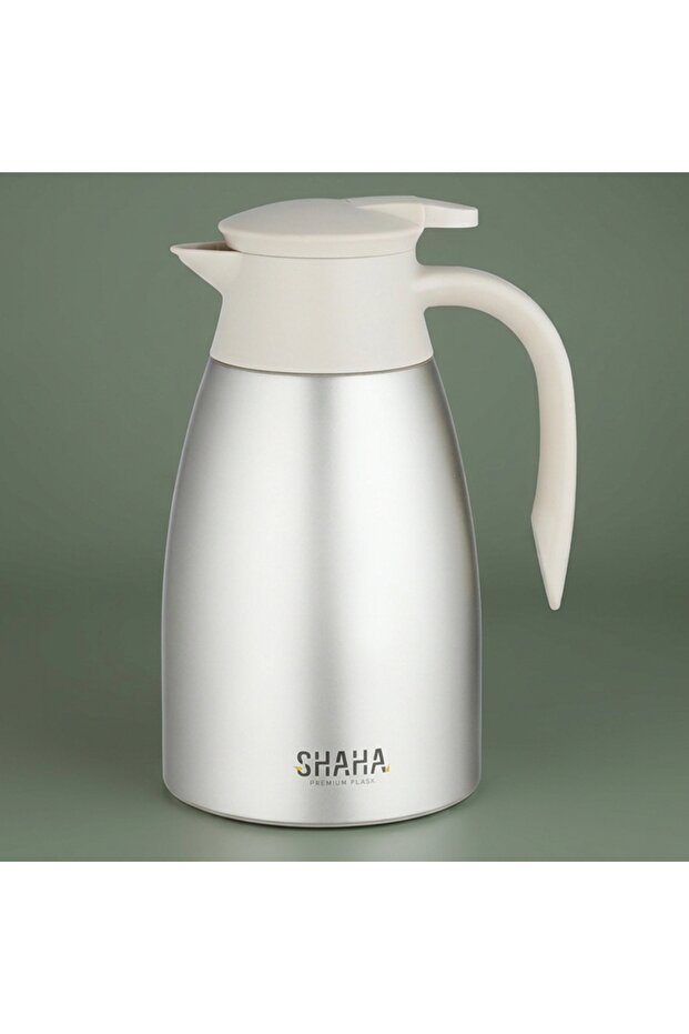 Thermos, Internal Stainless Steel Holder, 1.5 Liters, Pressure - Creamy Matte Silver