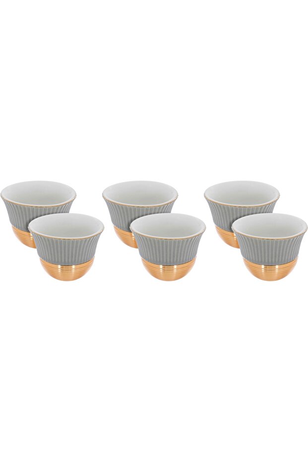 Al Saif Gallery Porcelain Coffee Cup Set, 6 Pieces, 80 ml - Light Grey