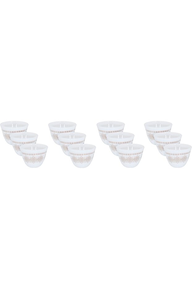 ArcopalAl Saif Gallery Arabic coffee cups, golden pattern, 12 pieces - white