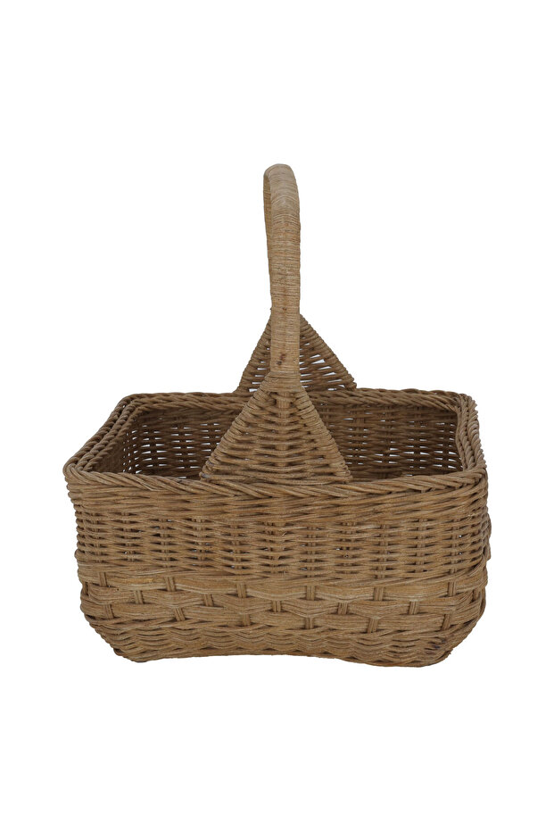 Al Saif Gallery Rectangular Wicker Serving Basket, 30 X 26 X 16 Cm - Beige