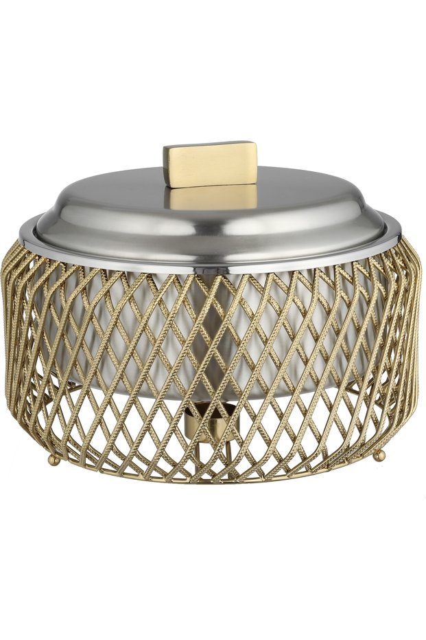Al Saif Gallery Stainless Steel Food Warmer, 2 Liters, 29x29x20 cm, Round, Base - Silver Gold