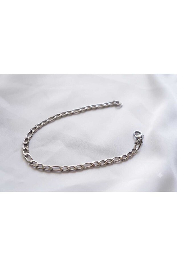 Figaro 3mm Thin Model Silver Color Unisex (Women/Men) Steel Bracelet/ 20cm