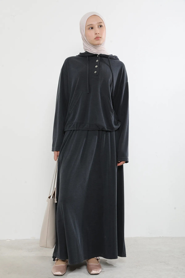 Pat Detail Skirted Suit-Black