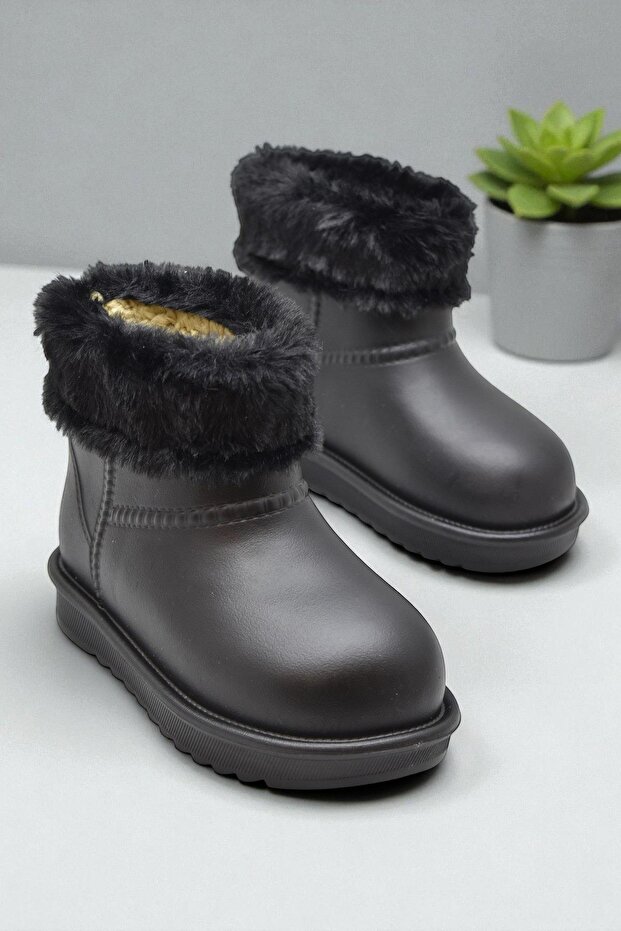 65D Comfortable Fur Inside Waterproof Girls' Boots Daily Children's Boots
