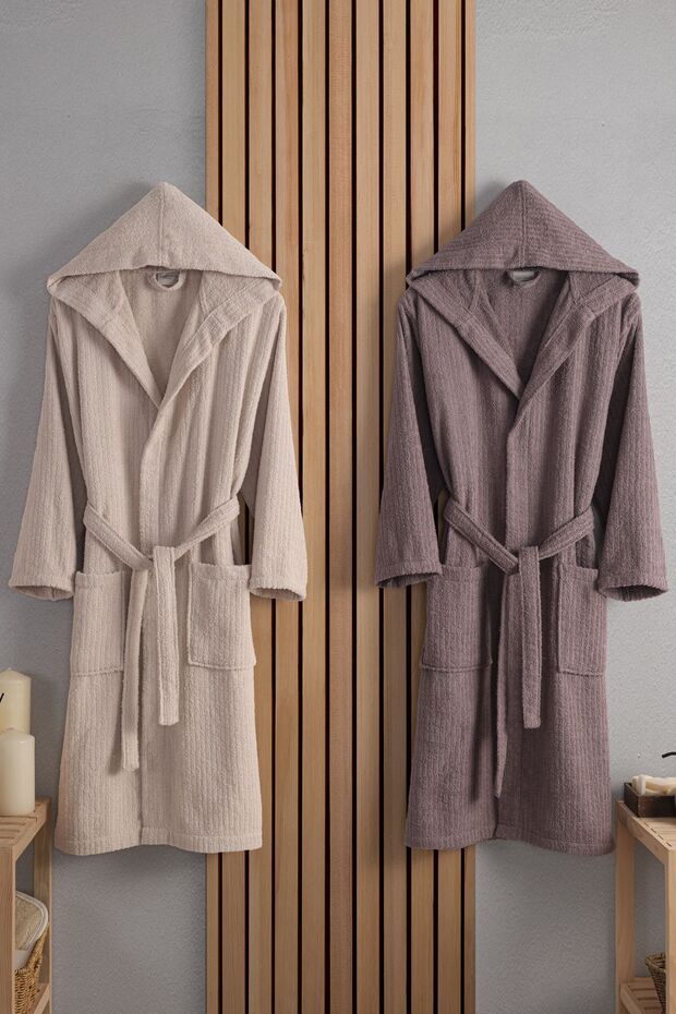 Unisex Verona Men&Women Cotton 2-Piece Striped Hooded Bathrobe Set Bathrobe Dowry Set Bathrobe Set