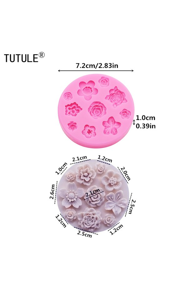 Pink 3D Flowers Silicone Mold Flower Resin Phone Case Head Rope Hair Card Jewelry Accessories Mold F