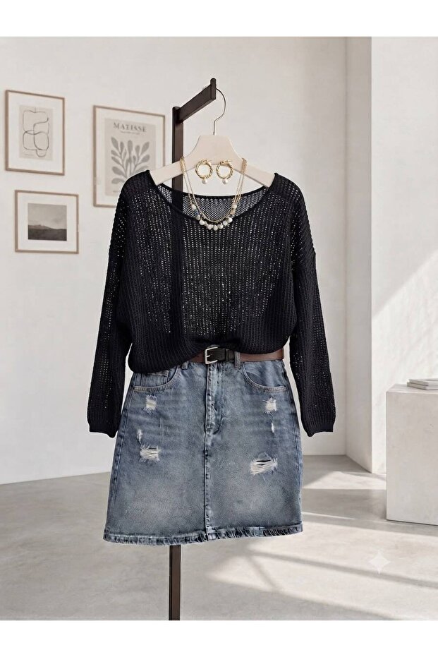 Women's Mercerized Mesh Thin Knitted Spring Blouse