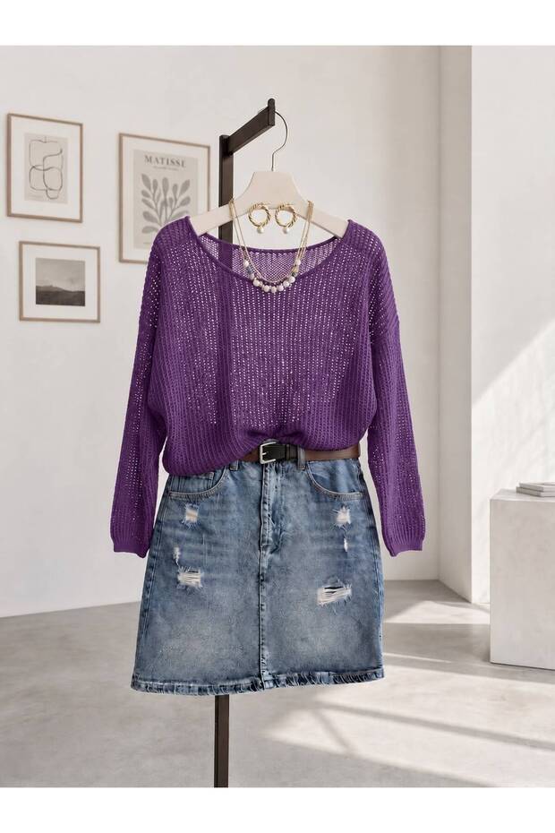 Women's Mercerized Mesh Thin Knitted Spring Blouse