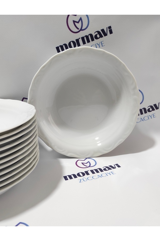 Porcelain Anadolu Beyazi 12 Pieces 20 cm (Large) Deep Plate