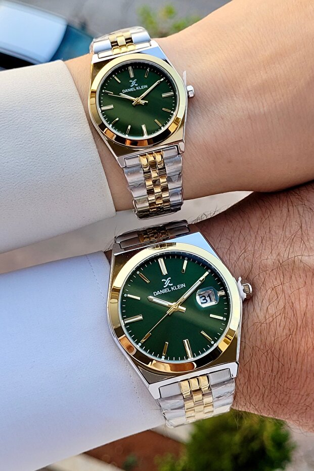 Dial Green Strap Gold Silver Color Gift Packaged Lover Couple Wristwatch